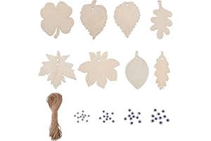 Cheriswelry 40pcs Unfinished Leaf Wood Cutouts Natural Blank Wooden Leaves Pieces Hanging Ornaments for DIY Art Craft Home Party Decoration