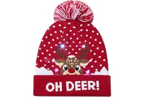 AIDEAONE LED Cappello da Festa per Maglione Brutto Illuminato a Maglia Berretti Natalizi per la Festa di Natale