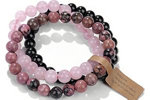 SAIBANGZI Handmade Echte Natursteinperlen Heilsteine Armband Unisex Chakren Perlenarmband, 8MM Runde Edelsteine Yoga Armbänder, Elastische Perlen Anti Stress Armband