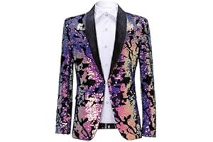 PYJTRL Uomini Moda Viola Colorato Velluto Lustrini Blazer