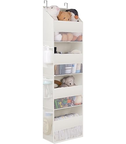 Organizer Da Porta Rosa: 5 Bidoni E 10 Tasche, Anti-inclinazione Fino A 20 Kg, Con Finestre Trasparenti Per Camera Letto, Asilo, Camper