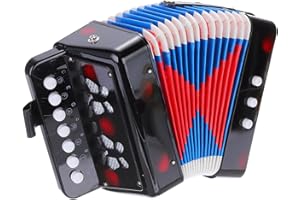 sourcing map Accordion 10 Keys Button Accordion Mini Musical Instrument Gifts for Adults Beginners Educational, Black