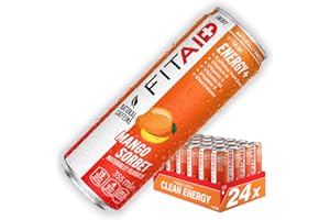 LIFEAID FITAID ENERGY Drink, 105mg Natural Caffeine, Keto, Mango Sorbet, Optimum Performance Formula: Paleo, Vegan & Gluten-Free, No Artificial Sweeteners, 12-oz. cans (Pack of 24)