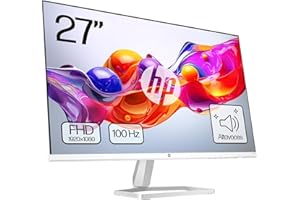 HP 527sa- Monitor de 27" FHD con Altavoces Integrados (1920x1080, IPS, 100 Hz, 5ms, 99% sRGB, 300 Nits, Contraste 1500:1) Blanco con Soporte Plateado