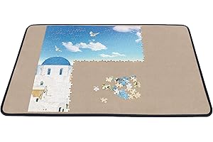 BECKO US Becko Jigsaw Puzzle Board Portable Puzzle Mat for Puzzle Storage Puzzle Saver, Non-Slip Surface, Up to 1000 Pieces (Khaki)