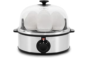 Elite Gourmet EGC648 Easy Electric Poacher, Omelet Eggs & Soft, Medium, Hard-Boiled Egg Boiler Cooker with Auto Shut-Off and Buzzer, Measuring Cup Included, BPA Free, Stainless Steel 7 Egg