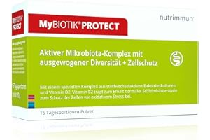 ‎NUTRIMMUN nutrimmun MyBIOTIK®PROTECT (15 x 2 g) Pulver – Nahrungsergänzungsmittel mit aktivem Mikrobiota-Komplex und Vitamin B2 – Ausgewogene Vielfalt und Zellschutz