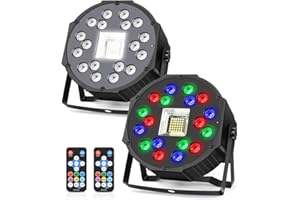 MOSFiATA Focos LED RGB con Luz Estroboscópica Luces DMX para Fiesta Discoteca Celebraciones Escenarios, 2 Pcs