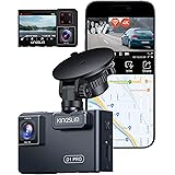 Kingslim 4K Dashcam Avant Intérieur - D1 Pro Caméra Embarquée pour Voiture avec GPS Wi-FI, Double Caméra de Voiture 4K/1080P,