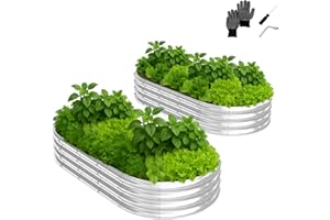 LEADZM Potager surélevé en métal 180x90x30 cm(Ensemble de 2) - Ensemble galvanisé avec Base Ouverte, Très Grande Surface de Plantation Carre Potager - pour légumes, Herbes, Fleurs - Argenté