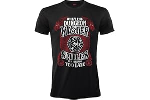 Fashion UK T-Shirt Dungeons & Dragons. Maglietta DND D20. Dado a 20 Facce. Maglietta Ufficiale Gioco di Ruolo. Unisex. Adulto Ragazzo.