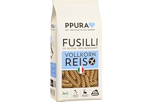 PPURA glutenfreie Bio Pasta Fusilli aus Vollkornreis 400g – Natürliche italienische Bio Nudeln aus Vollkornreis – Glutenfrei, ohne Zucker & Zusatzstoffe, traditionell hergestellt