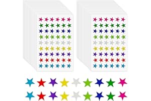REEKNOKOL 1620 Pcs Star Stickers, 9 Colors Star Stickers for Reward Chart Small Foil Star Stickers for Children Shiny Gold Star Stickers for Classroom School DIY Cards Envelope (1.3cm/0.51in)
