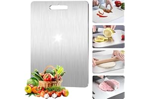 NATNAV Tagliere in Titanio,316 Tagliere Acciaio Inox, Doppio Lato per Alimenti,Facile da Pulire,Cutting Board per Verdura,Frutta,Panes(34x23cm)