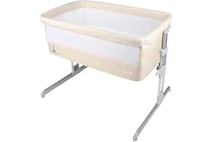Safety 1st Calidoo Culla Fianco Letto, Co-sleeping, con Reclinazione e 7 Altezze, Lettino da Viaggio per Neonato, Beige(Happy Day)