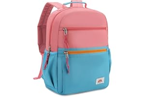 VASCHY Plecak dla małych dzieci, nastolatek chłopcy dziewczęta lekka torba szkolna wodoodporna jednokolorowa torba na książki dla dzieci w dwóch rozmiarach, Różowy niebieski - S, Small-14in