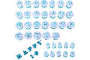 RONGWANGFU Lot de 36 emporte-pièces en forme de lettres de l'alphabet pour fondant, emporte-pièces, accessoires de pâtisserie, alphabet, accessoires de pâtisserie, tampons, biscuits, massepain (réutilisables)