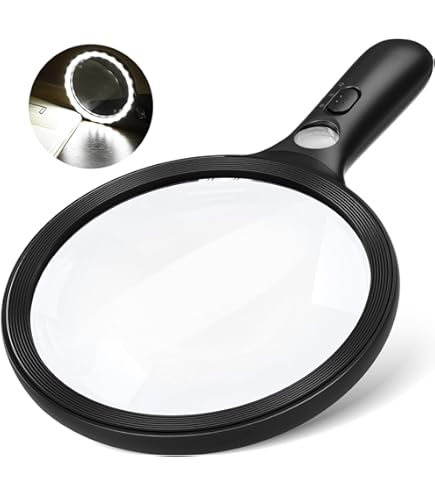 EasY Magnifier Vergrootglas 3x met LED Verlichting; Zakloep leesloep voor het lezen; Magnifying Glass Loep een ideaal Gadget voor Senioren; Loupe met Licht Leeshulp