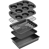 NutriChef Set of 6 Stackable Toaster Oven Trays | Non-stick, carbon steel, durable material