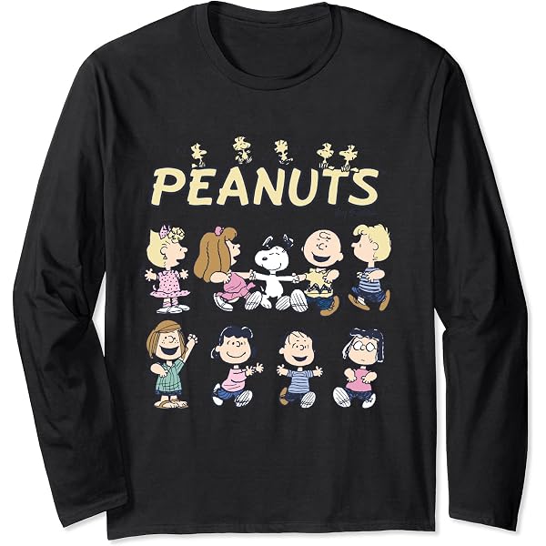 Peanuts Snoopy Zufriedenheits Langarmshirt – Klassischer Schnitt, Doppelt Genähter Saum, Für Snoopy-Fans