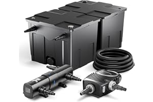 WILTEC Juego de filtro para estanque bio 60.000 l 36 W UVC Clarificador 80 W Bomba manguera jardin