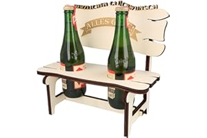 WORTGEFECHTE XXL Echtholz Bierbank mit Gravur Alles Gute| Holzbank für 2 Bierflaschen | Hochzeitsgeschenk für Brautpaar | Geschenke Paare | Geschenk für Pärchen | Geburtstag | Jubiläum | Proseccobank