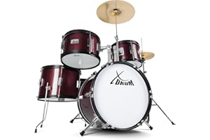 XDrum Junior Pro Kinder Schlagzeug Red - geeignet von 5-9 Jahren - Drumset mit komplettem Zubehör - inkl. Schule - Rot