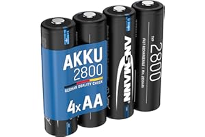 ANSMANN NiMH Akku AA Typ 2800 1,2V (4er Pack) - Mignon AA Batterien wiederaufladbar, hohe Kapazität, min. 2650 mAh, für hohen Strombedarf z.B. Taschenlampe, Controller, Kamera, Foto-Blitz, Modellbau