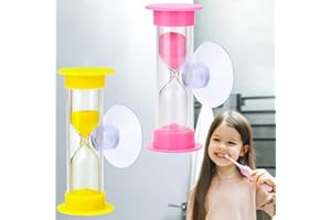 KUAOWT Clessidra Bambini, 2 Pezzi Timer a Clessidra 2 Minuti 3 Minuti con Ventosa, Clessidre Colorato Orologio da Sabbia Timer per Cucina, Lavarsi i Denti, Apprendimento, Gli Sport e i Giochi (Rosa, Giallo)
