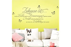 Grandora Wandtattoo Sprüche und Zitate Zuhause ist I schwarz (BxH) 80 x 35 cm I Flur Wohnzimmer modern Spruch Aufkleber selbstklebend Wandsticker Wandaufkleber W3058