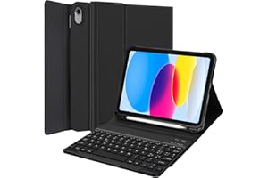 SENGBIRCH Tastiera per iPad 10 Generazione, Custodia Tastiera per Apple 2022 iPad 10,9", Cover iPad 10 Generazione con Tastiera, Tastiera Bluetooth, Smart Cover Protective con Supporto per Apple Pencil, Nero