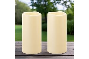 Yakpo 2-pack 10 x 20 cm stora vattentäta LED-ljus med timer, batteridrivna utomhus flamlösa ljus, flimrande elektriskt vatten