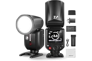 Neewer Z2-C 2.4G TTL Round Head Flash Speedlite Compatible with Canon, 76Ws Speedlight with Upgraded UI, Modeling Lamps, TTL/M Quick TCM Switch, 1/8000s HSS, 2600mAh Battery, Cleaning Cloth