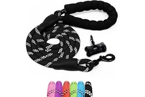 Furdreams 1.5m (5ft) Slip-On Dog Lead - One-Size-Fits-All Leash with Soft Padded Handle & Highly Reflective Threads - Durable & Weather Resistant Climbers Rope for Dogs - Waste bag dispenser included