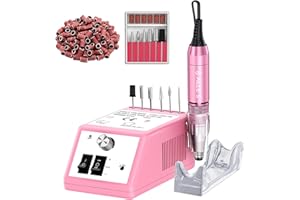 Alle's Ponceuse pour Ongles Professionnel, Lime a Ongle Electrique, 30000 RPM Kit de Manucure et Pédicure Professionnel avec Vitesse et Direction Réglables, avec 100 Bandes de Ponçage, Rose