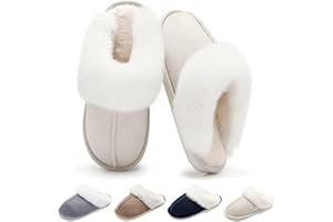 Schuvox Chaussons Hiver à Mémoire de Mousse Femmes Hommes Chaussons Chaudes Peluche Pantoufles Maison Antidérapantes Intérieur et Extérieur Unisexe 36-45EU