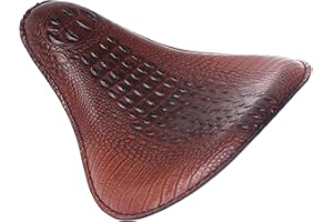 Bid4ze Brown Alligator Crocodile Emboss Leather Solo Slim Driver Seat Large Cushion Pad For Harley Sportster Chopper Bobber S-uzuki Y-amaha