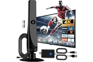 TELODA 2025 Upgraded TV Aerial - Indoor TV Aerial for Smart TV with Signal Booster, Digital TV Antenna indoor with strong signal uk for Miles Long Range Support 4K 1080P HDT- New