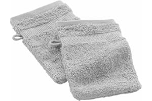 Douceur d'Intérieur Elegance - 2 Guantes de baño (15 x 21 cm) Perla, 100% algodón Liso