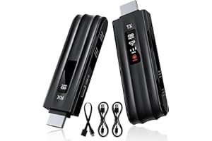 ACEELE Transmisor y Receptor HDMI Inalámbrico, Descodificación 4K Salida 1080P, Extensor HDMI Inalámbrico con Pantalla LCD, Alcance 165FT, 2.4G&5G, para PC/DV/HDTV/Proyector/TV Box, No Necesita App/Bluetooth