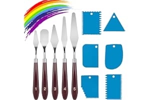 LIERFIS 11 Pezzi Spatola per Pittura, 5 Pezzi Coltelli per Tavolozza 6 Pezzi Raschietti in Plastica, Pittura Materiali per l'arte per Pittura a Olio, guazzo, Acquerello, Pittura su Roccia (Blu)