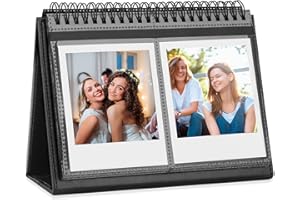 NISELITY 64 Pockets Desk Calendar Album for Fujifilm Instax Wide 300, Polaroid 600 i-Type 3.5x4.5 Inch Film Album, Compatible with Polaroid Now OneStep2 OneStep+ Instant Camera, POP Lab Print Camera (Black)
