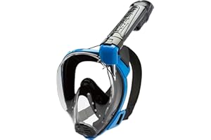 Cressi Baron Full Face Mask-Integral Anti Fog Snorkel Mask,Komfortowa maska na twarz z zaworem wydechowym i suchym snorklem, czarny/niebieskii, s/m