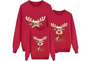 ZUOYUE Sudaderas Navideñas Familiares Suéter Familia Invierno Navideño Familiar Manga Larga Pullover Christmas Jumper Blusas Cuello Redondo Tops Talla Grande Mujer Hombre Niño Niña Ropa Navideña