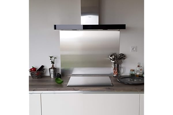 AluCouleur Crédence Composite Aspect INOX Brossé - 10 Tailles - Hauteur 60 cm x (Largeur 60 cm)