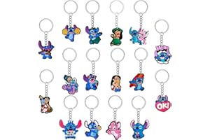 LUBOXIN 16 PCS Cartoon Keyrings Cartoon Anime Keychain Pendant Silicone Figure Keyrings Party Bag Fillers Party Favors Keychains for Boys Girls Kids Birthday Gift Baby Shower Party Supplies