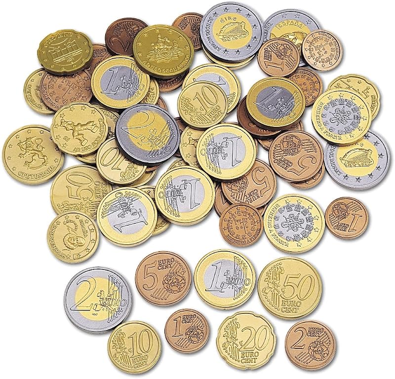 Learning Resources Set de Monedas Euro de Juguete – 100 Piezas para Aprendizaje Matemático y Juego Educativo – Edad 5+