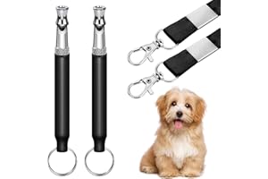 YSQEVN Silbato Ultrasónico Silbato de Perros Profesional Negro Alta Frecuencia con Cordón Ajustable Antiladridos para Entrenamiento Cachorro Deja de Ladridos Enseñanza 2 Piezas