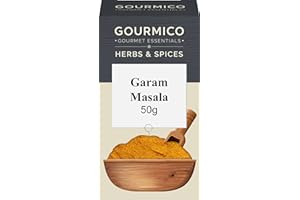 GOURMICO Garam Masala, A Blend of Coriander, Cinnamon, Ginger, Cumin & Cardamom. An Ideal Spice for Stews, Curries and Soups. Suitable for Vegetarians and Vegans, 50g Pack, Dark Grey/White