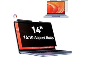 Makinda Magnétique Filtre de Confidentialité 14 Pouces 16:10, Film Ecran Ordinateur Portable Compatible avec HP/Dell/Acer/Lenovo/Thinkpad, Amovible Anti Espion/Lumiere Bleue Protection Ecran Laptop